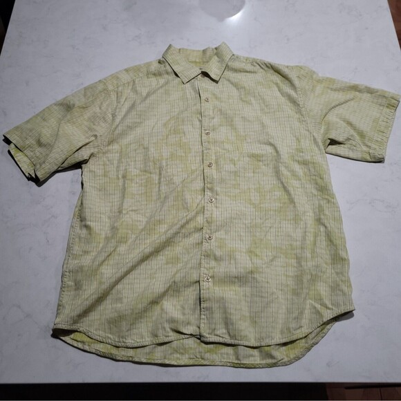 TOMMY BAHAMA Relax Tropical Green Silk Cotton Blend Embossed Large EUC - Picture 1 of 7